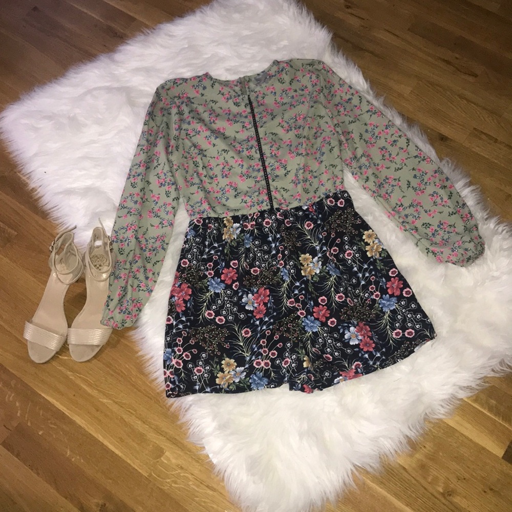 ASOS long sleeve floral print romper